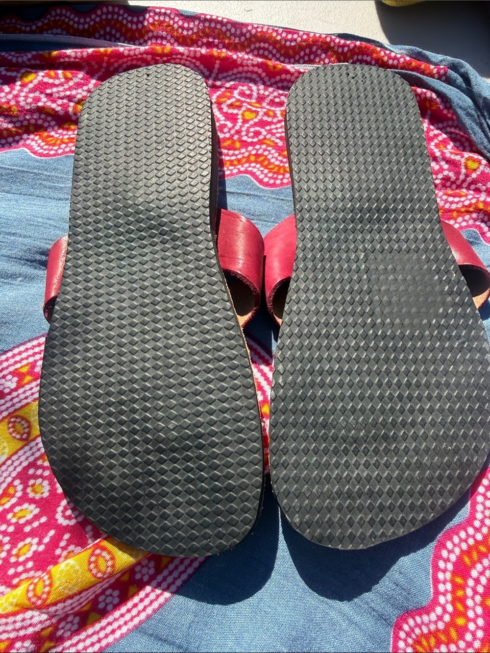 Anay Pe Mexico New leather Handcrafted Burgundy Leather Beaded Thong Sandals 8 - Picture 8 of 14